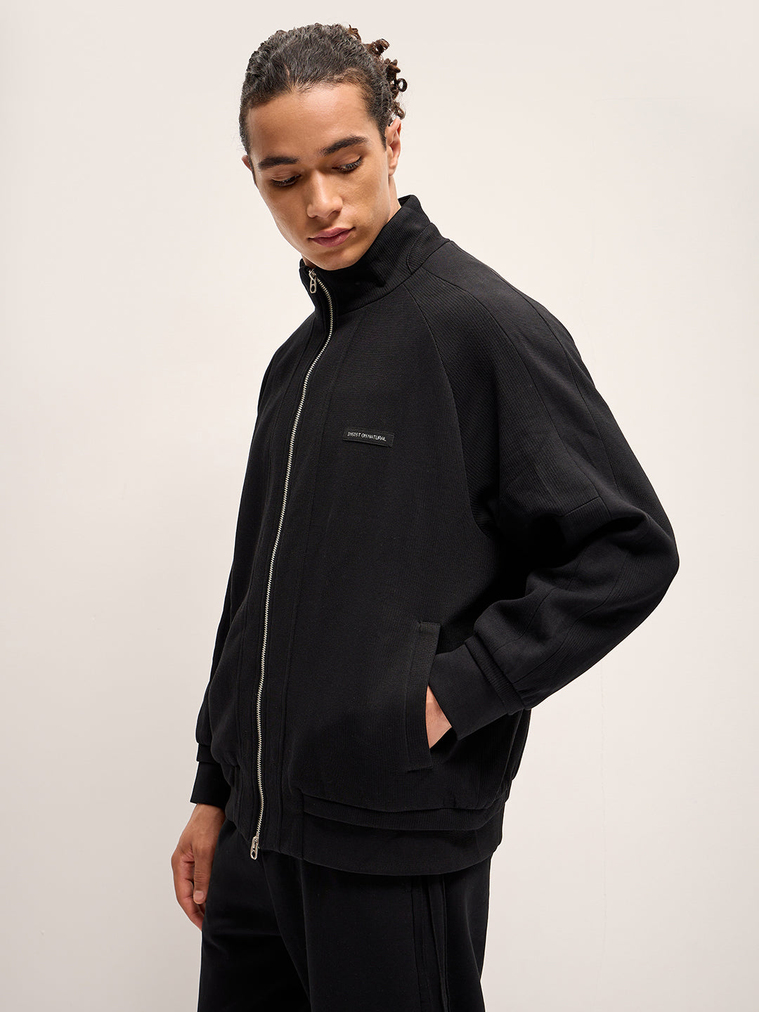 Men Black Regular Fit Casual Jacket