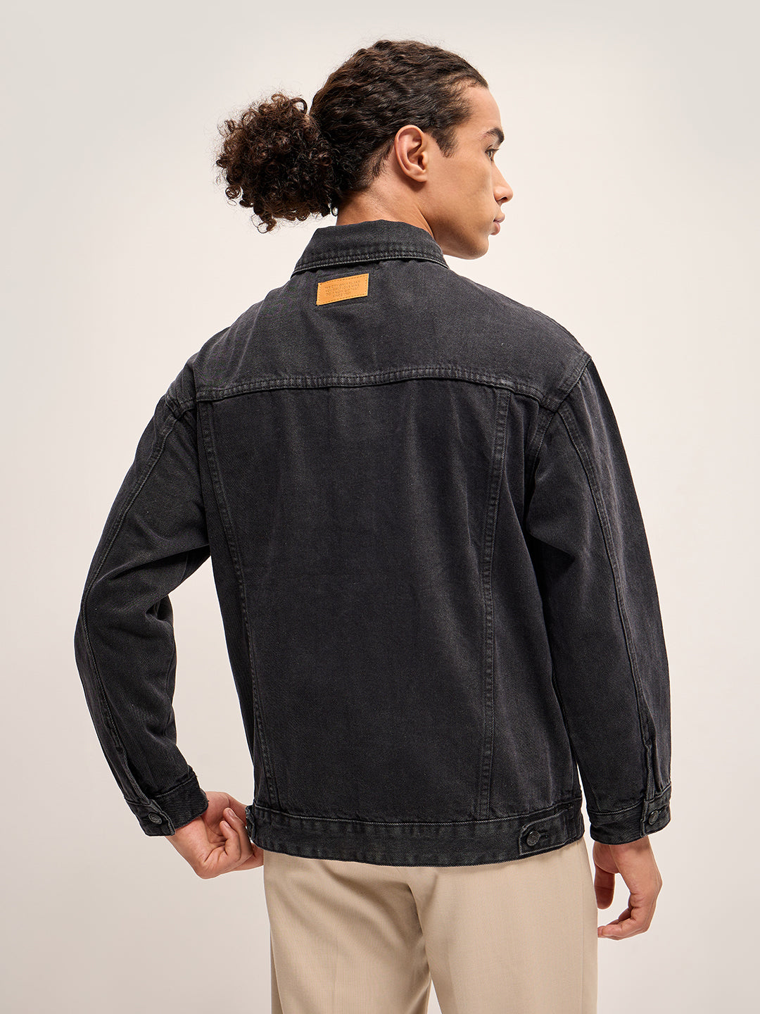 Men Black Regular Fit Denim Jacket