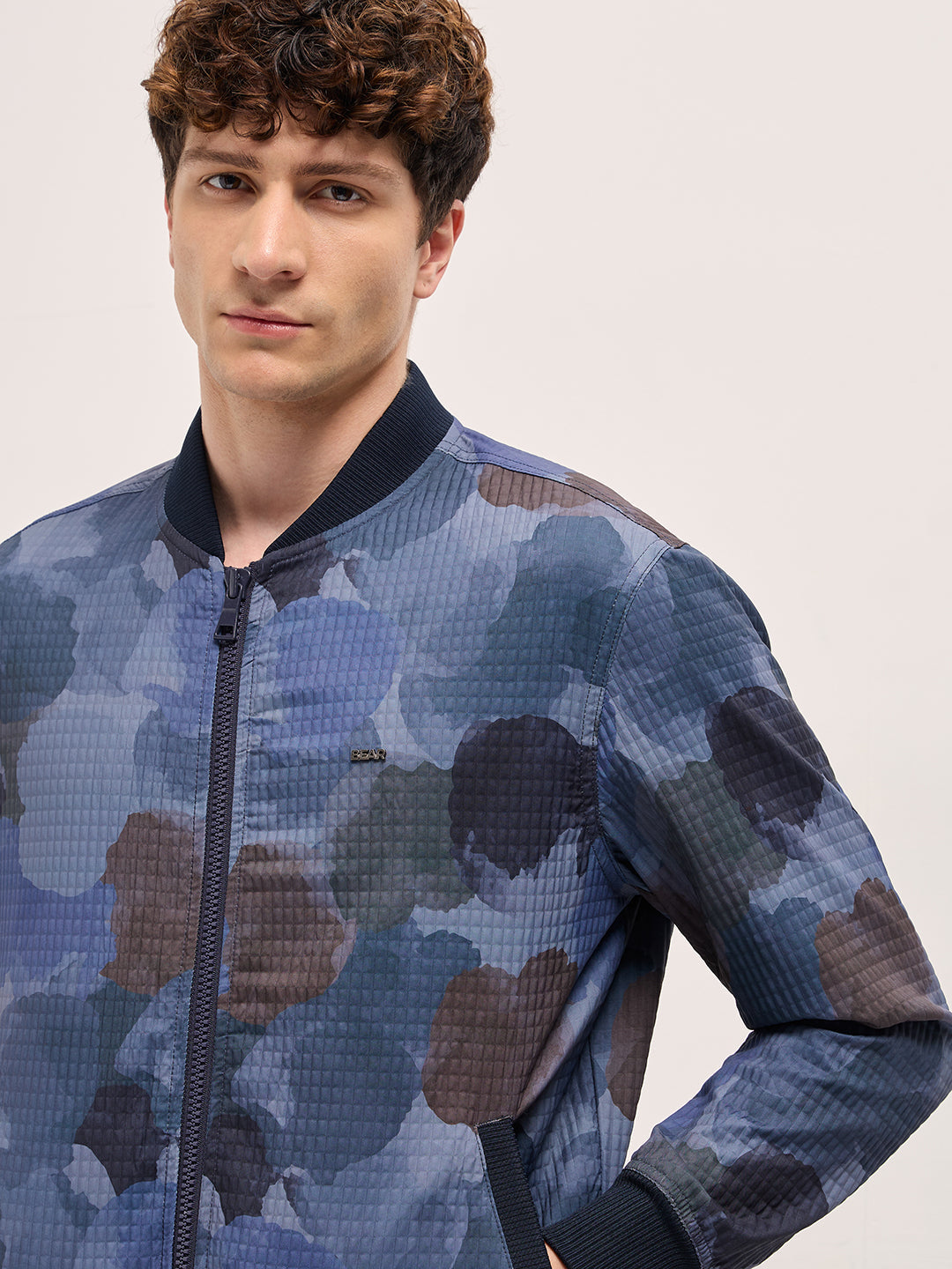 Men Navy Camouflage Bomber Jacket