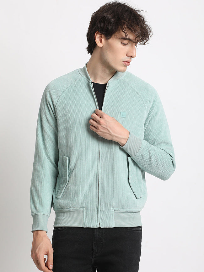 Men  Blue Lightweight Bomber Jacket