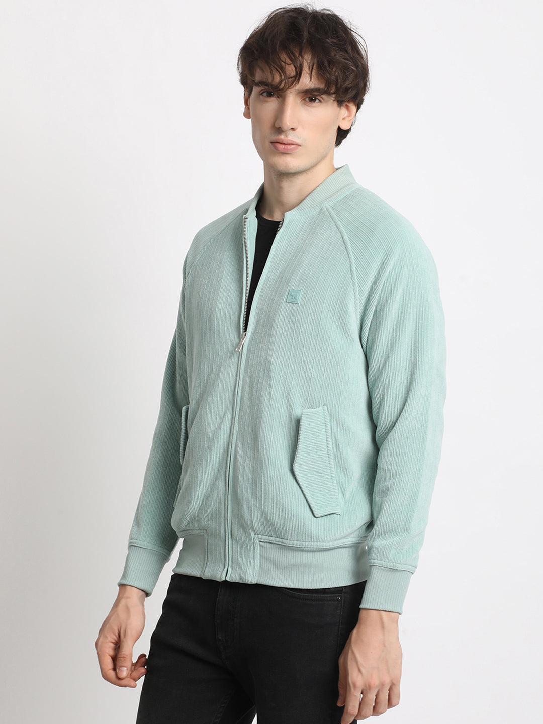 Men  Blue Lightweight Bomber Jacket