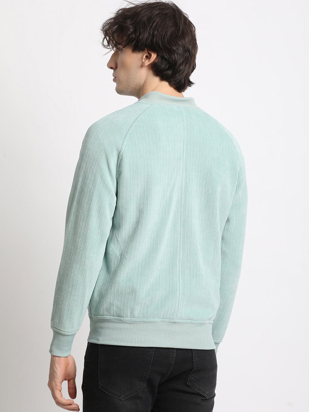 Men  Blue Lightweight Bomber Jacket
