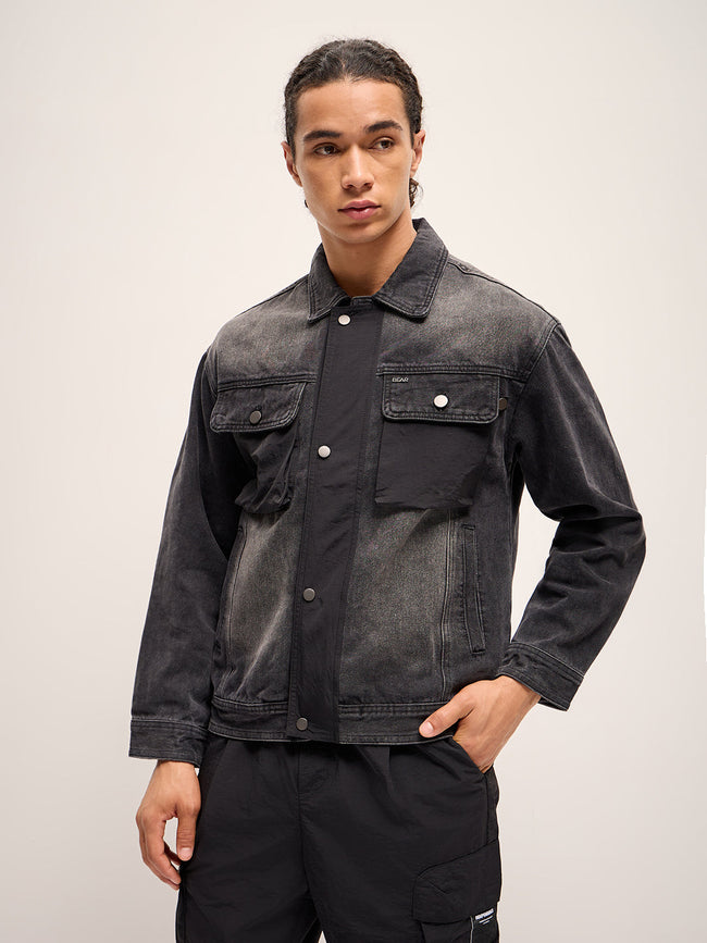 Men Black Regular Fit Denim Jacket