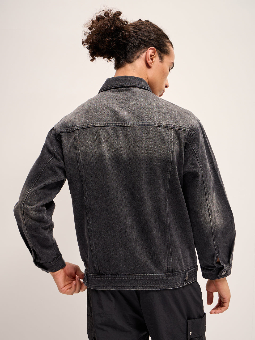 Men Black Regular Fit Denim Jacket