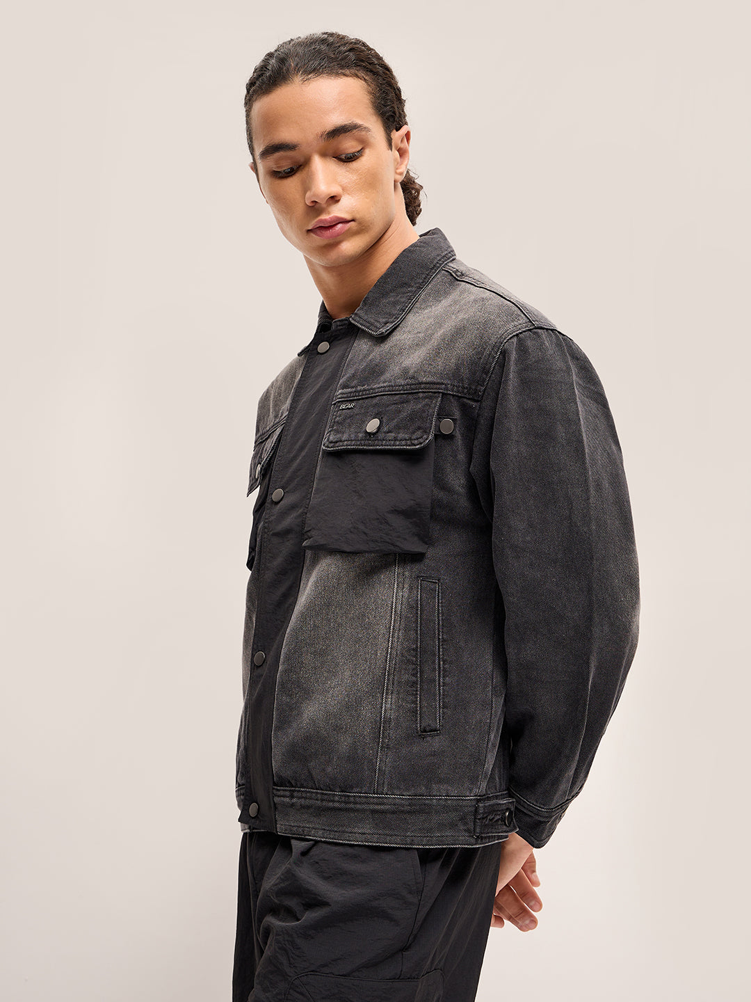 Men Black Regular Fit Denim Jacket