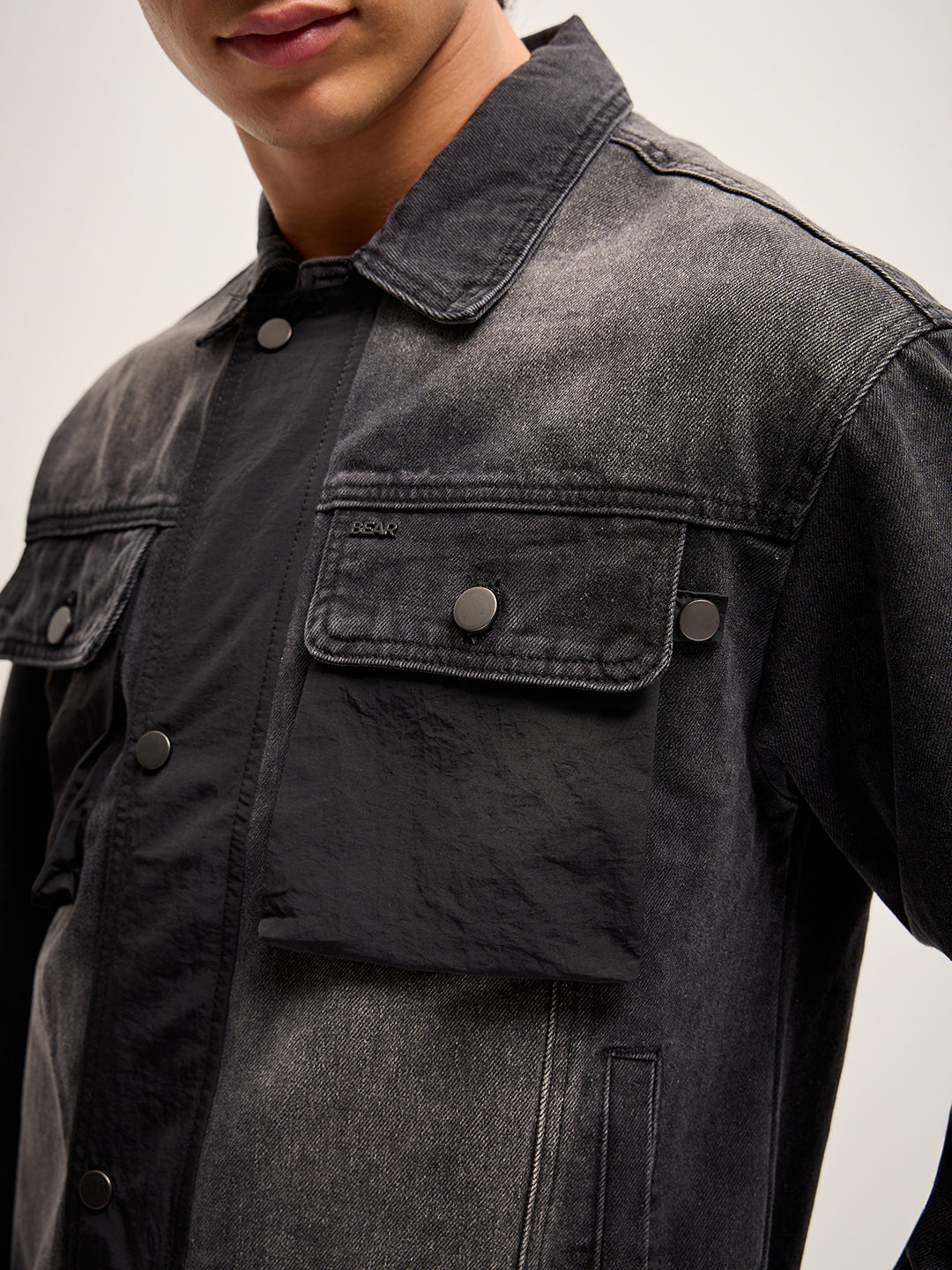 Men Black Regular Fit Denim Jacket