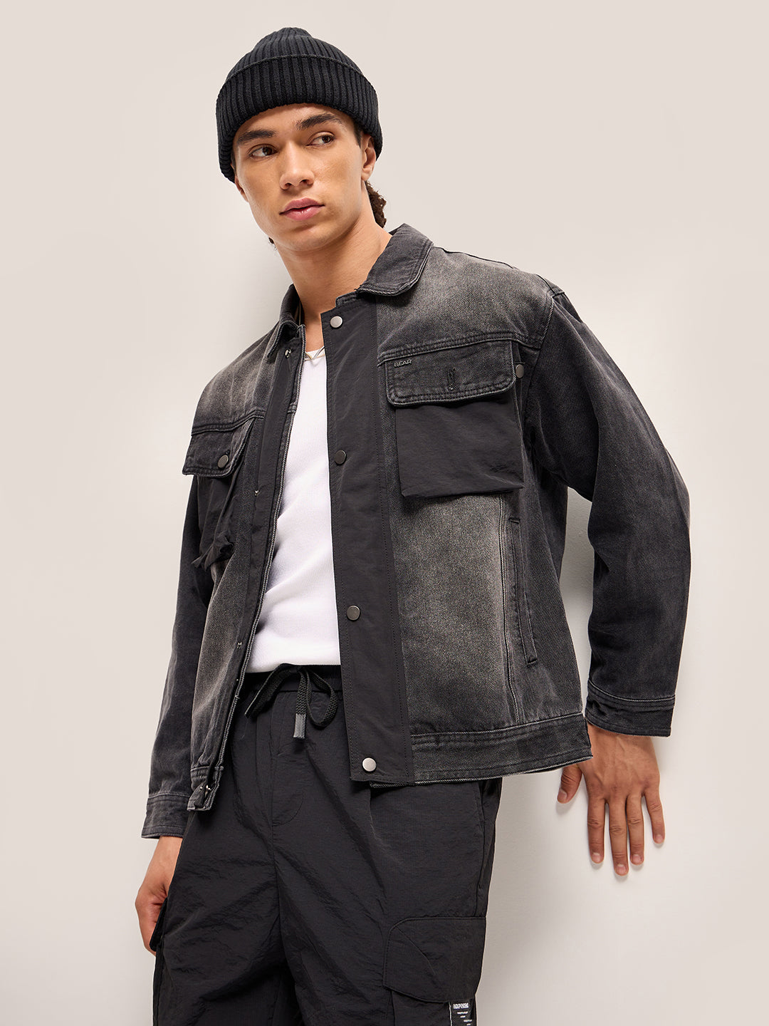 Men Black Regular Fit Denim Jacket