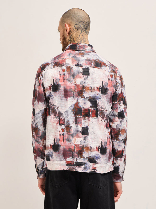 Men Multi-color Regular fit Abstract Print Jacket