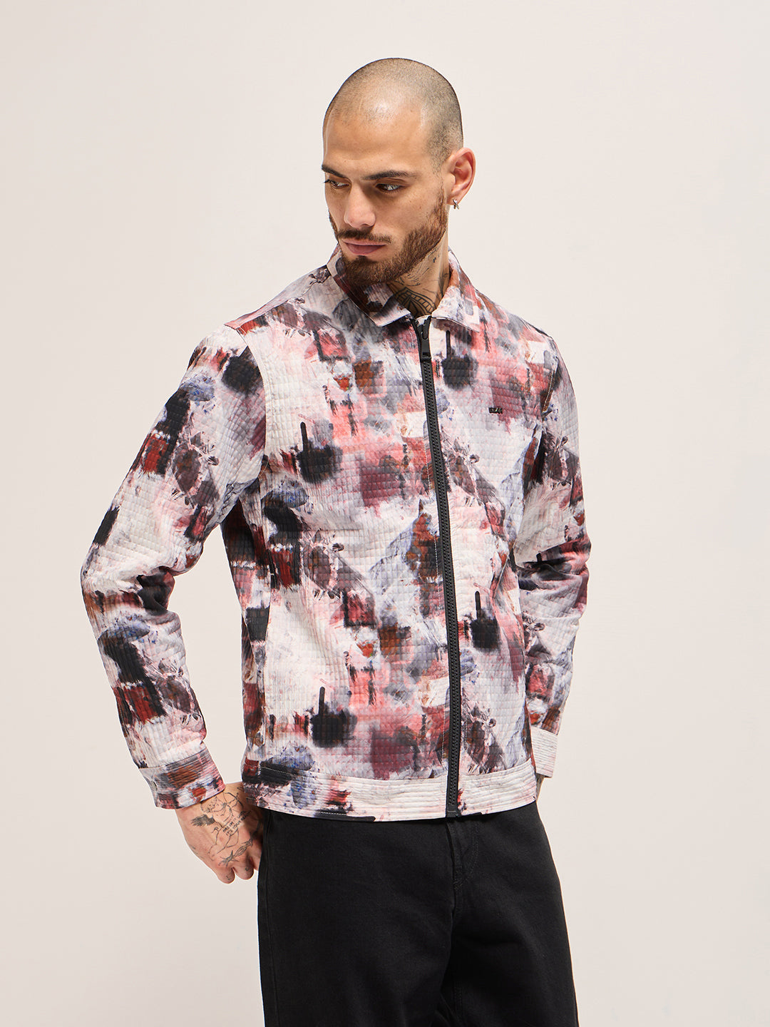 Men Multi-color Regular fit Abstract Print Jacket