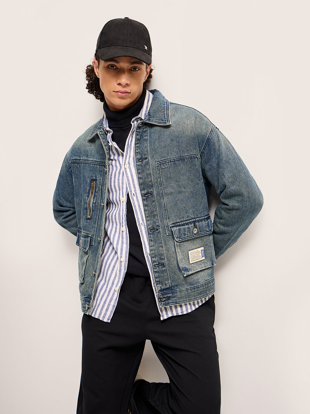 Men Blue Regular Fit Denim Jacket