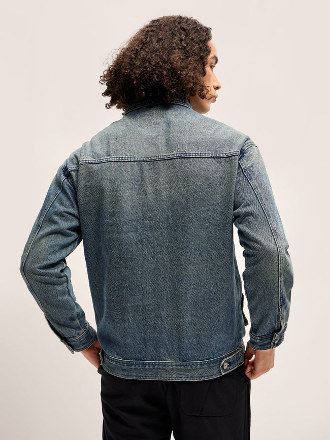 Men Blue Regular Fit Denim Jacket