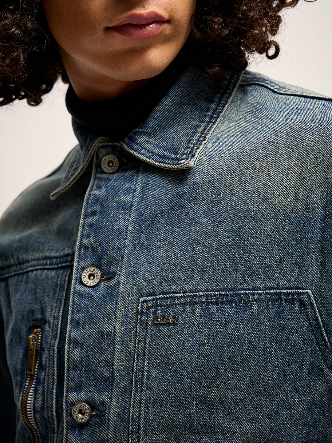 Men Blue Regular Fit Denim Jacket