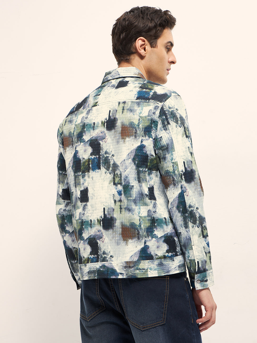 Men Multi-color Regular fit Abstract Print Jacket