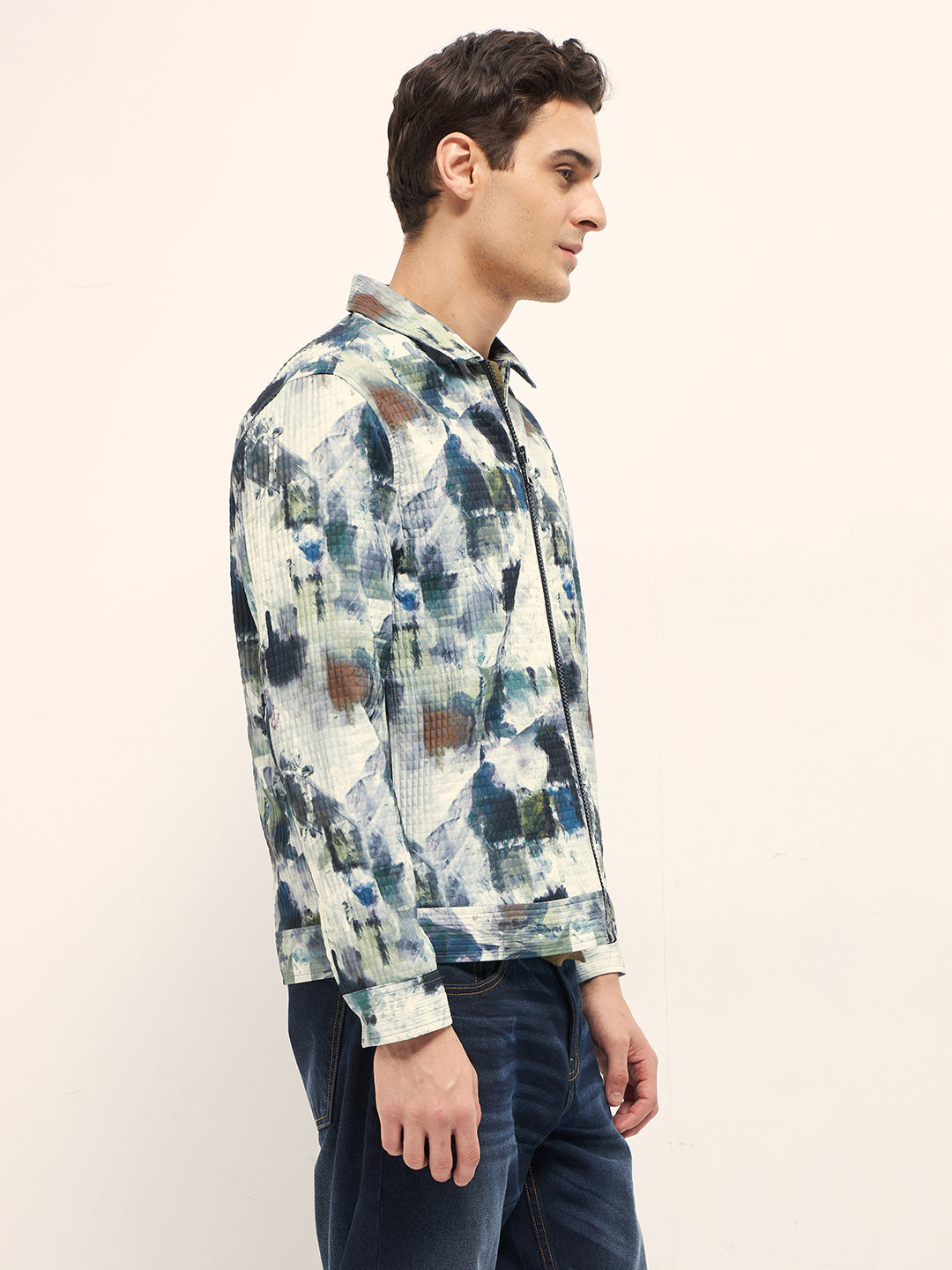 Men Multi-color Regular fit Abstract Print Jacket