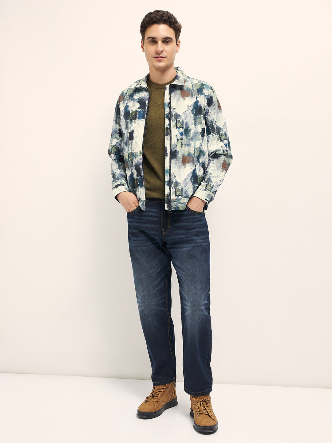 Men Multi-color Regular fit Abstract Print Jacket