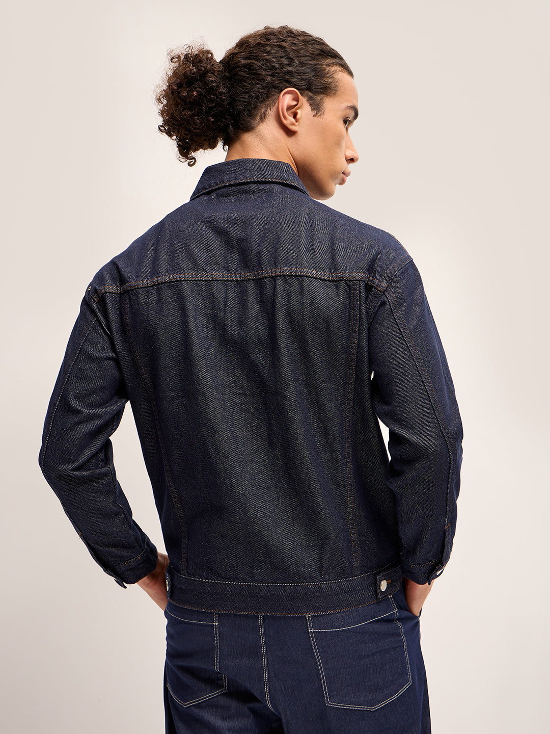 Men Dark Blue Regular Fit Denim Jacket