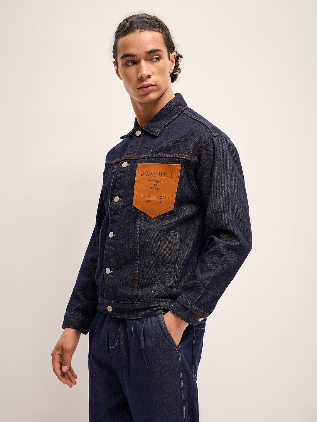 Men Dark Blue Regular Fit Denim Jacket