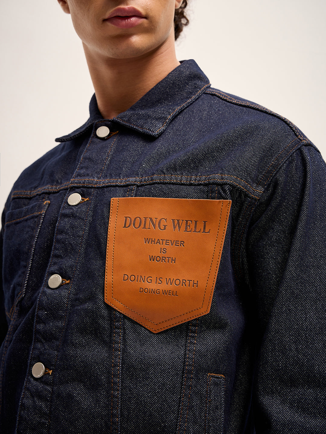 Men Dark Blue Regular Fit Denim Jacket