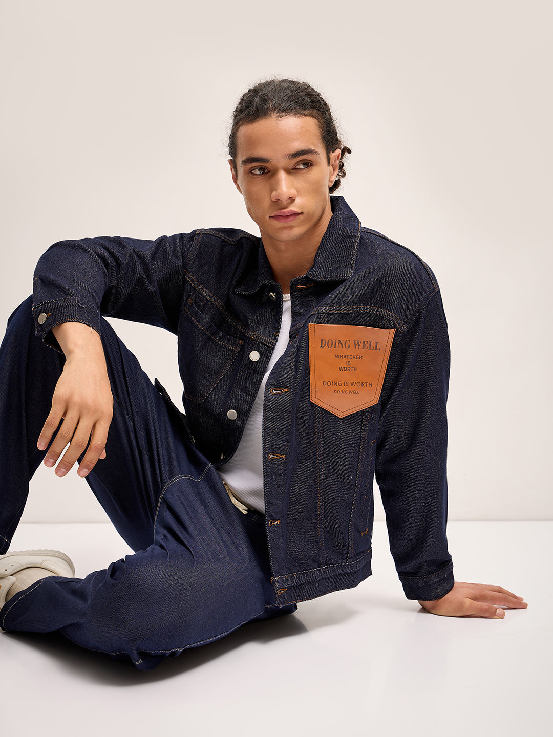 Men Dark Blue Regular Fit Denim Jacket