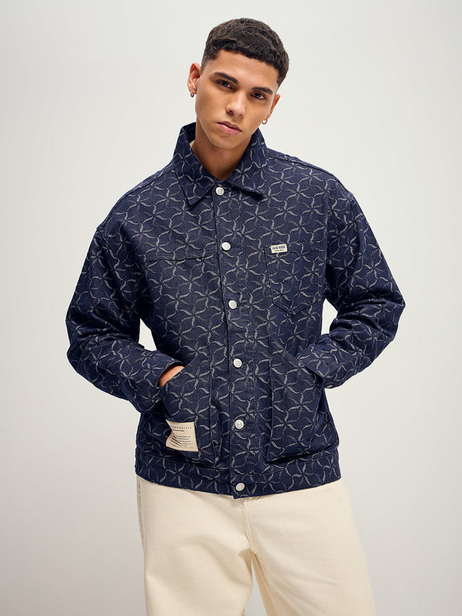Men Dark Blue Regular Fit Denim Jacket