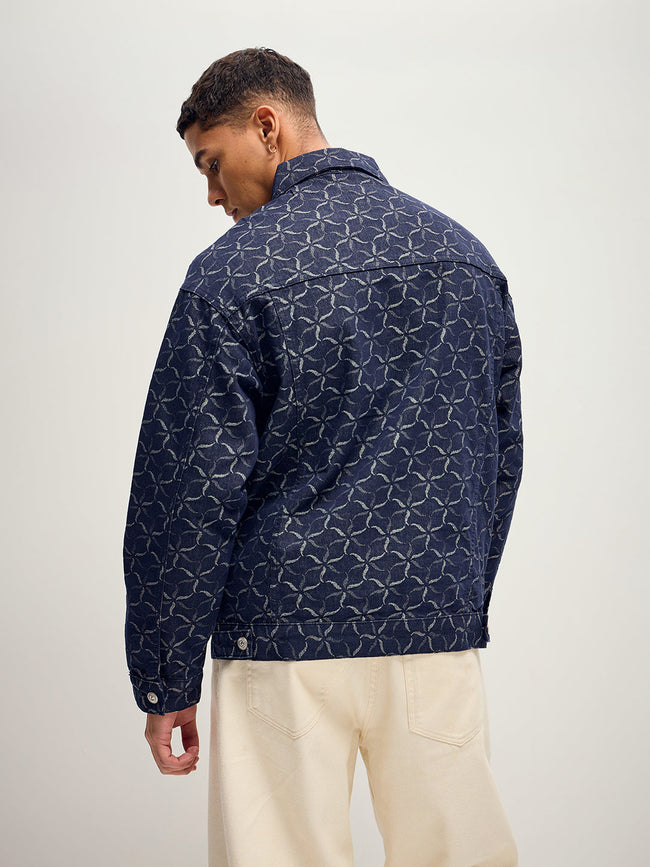 Men Dark Blue Regular Fit Denim Jacket