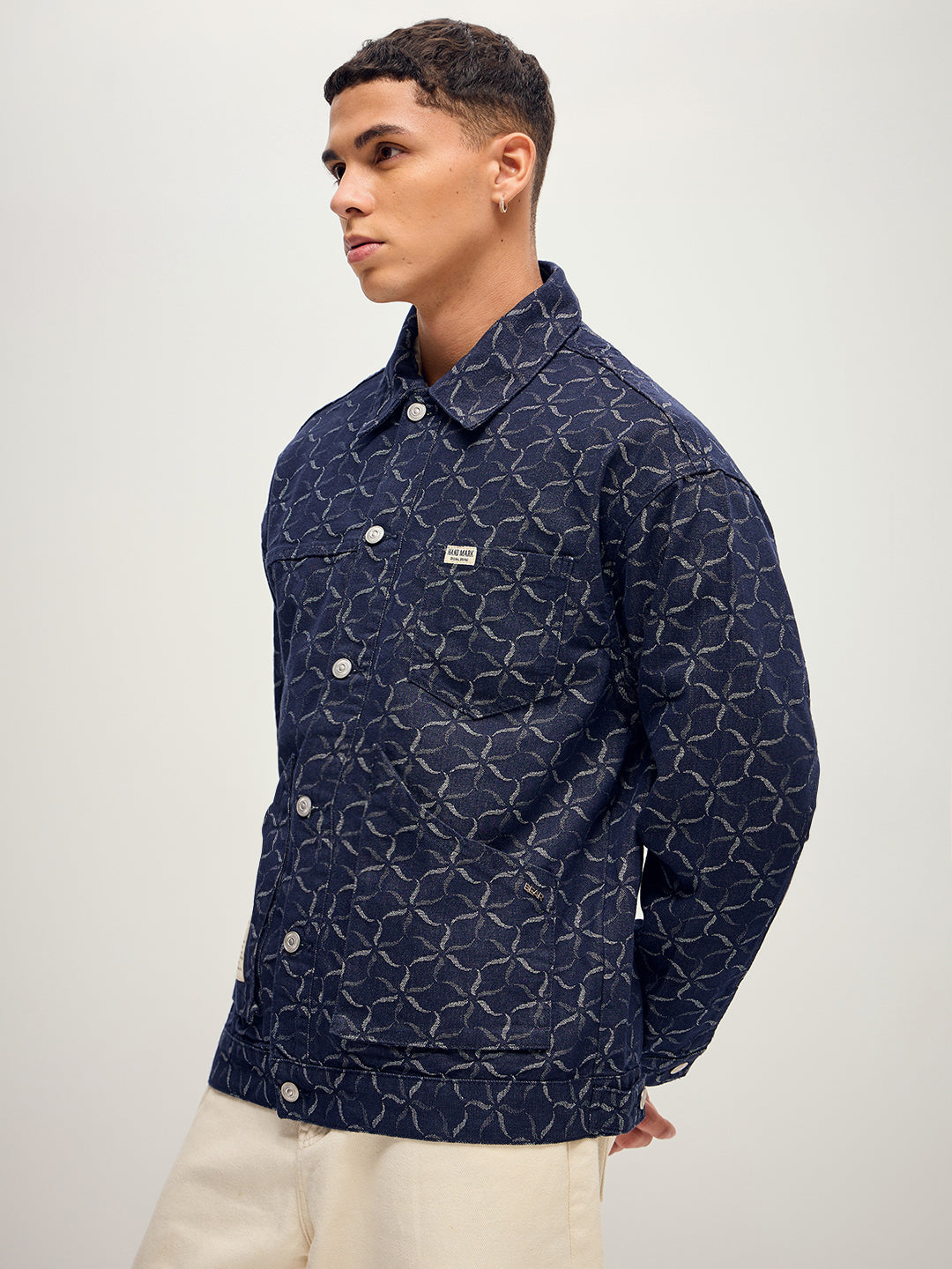 Men Dark Blue Regular Fit Denim Jacket