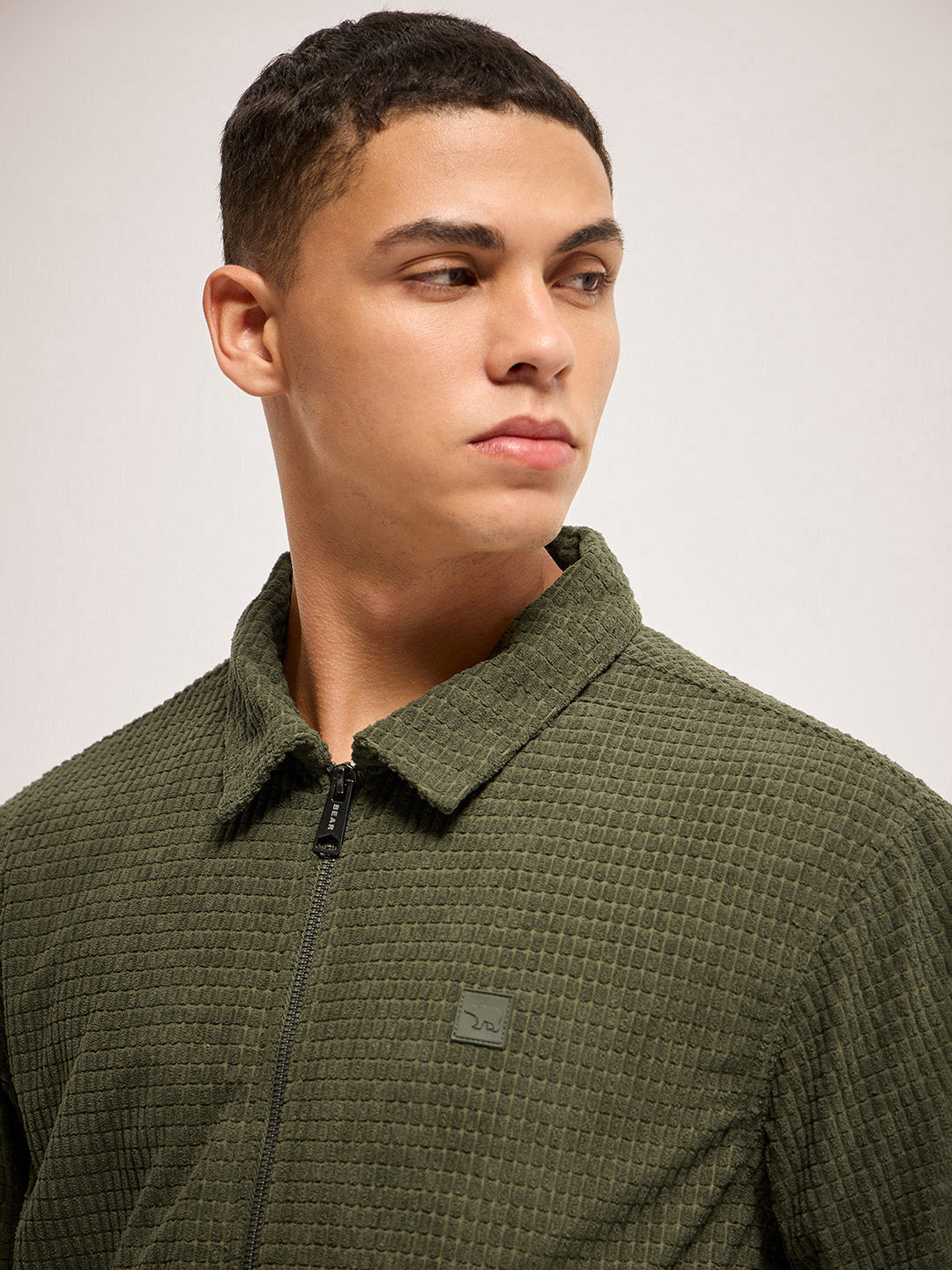 Men Green Regular Fit Casual Jacket