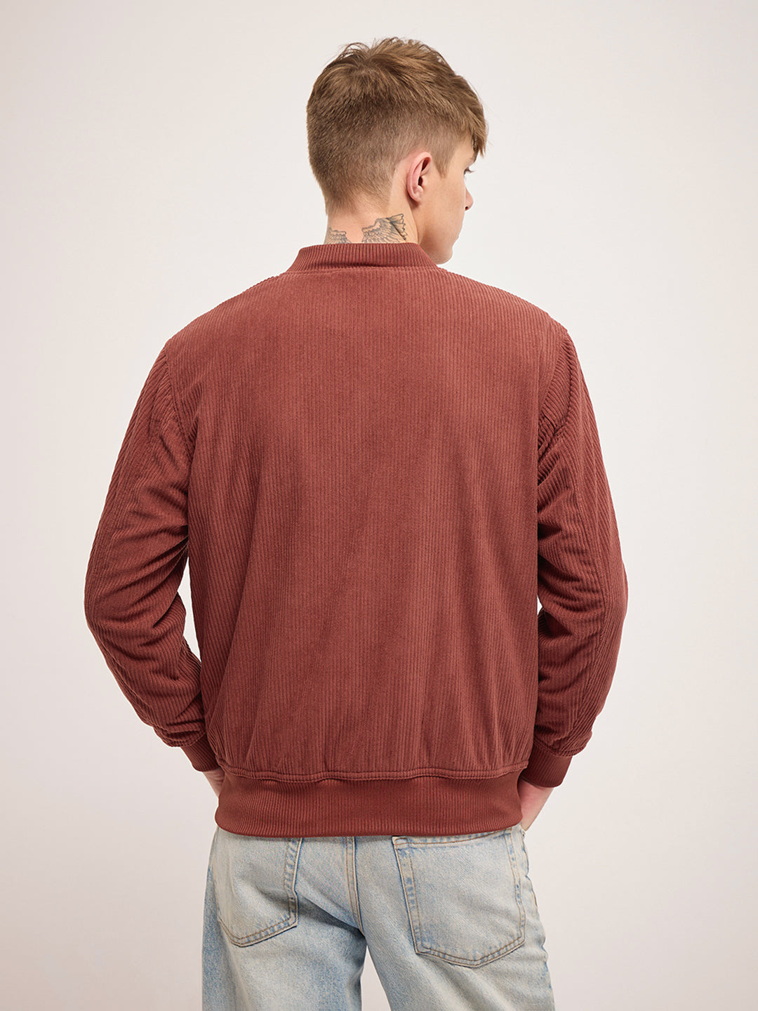 Men Orange Regular Fit Casual Jacket
