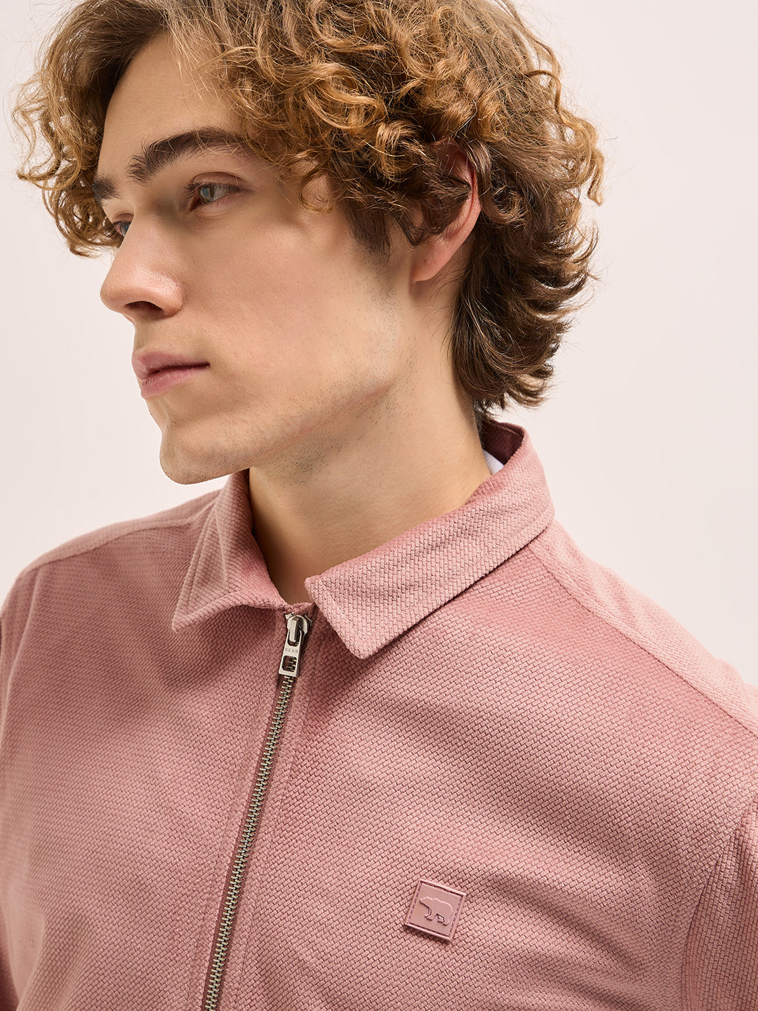 Men Peach Regular Fit Casual Collared Jacket