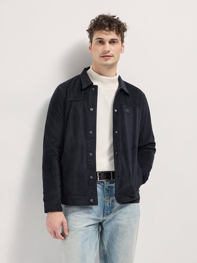Men Black Regular Fit Snap Button Closure