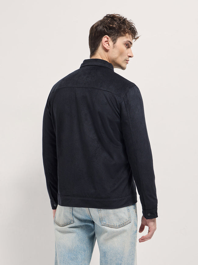 Men Black Regular Fit Snap Button Closure