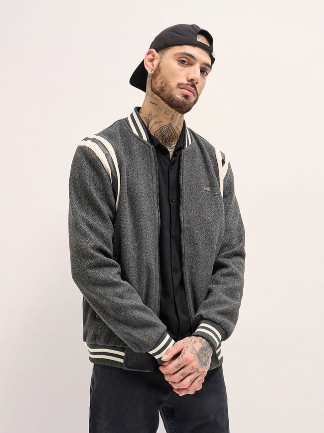 Men Stylish Bomber Jacket in grey