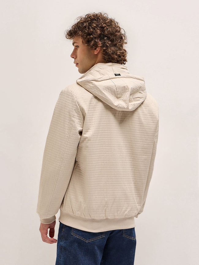 Men Cream Checked Jacket