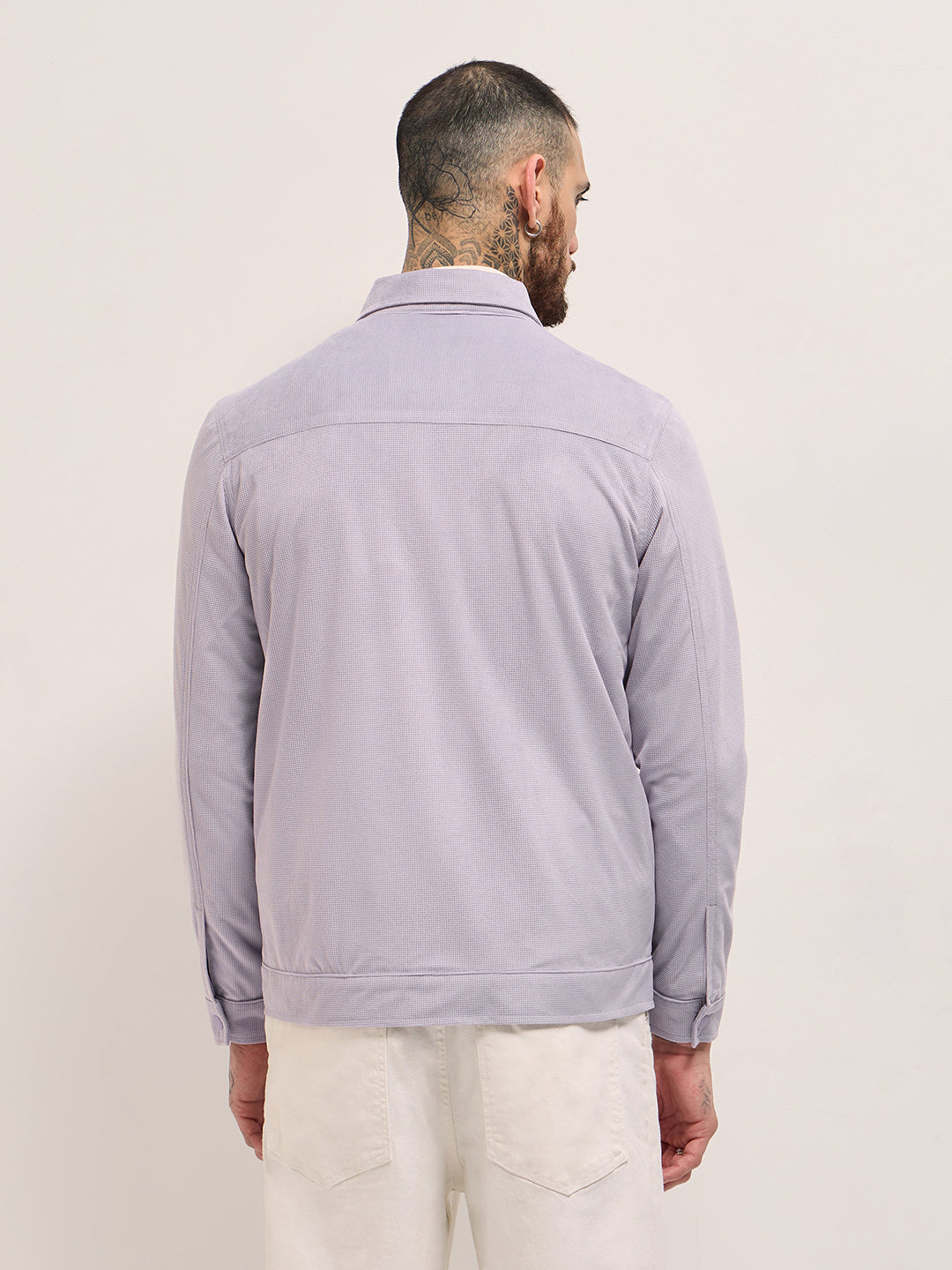 Men Purple Regular Fit Snap Button Closure