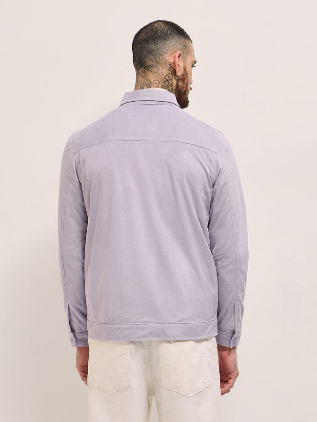 Men Purple Regular Fit Snap Button Closure