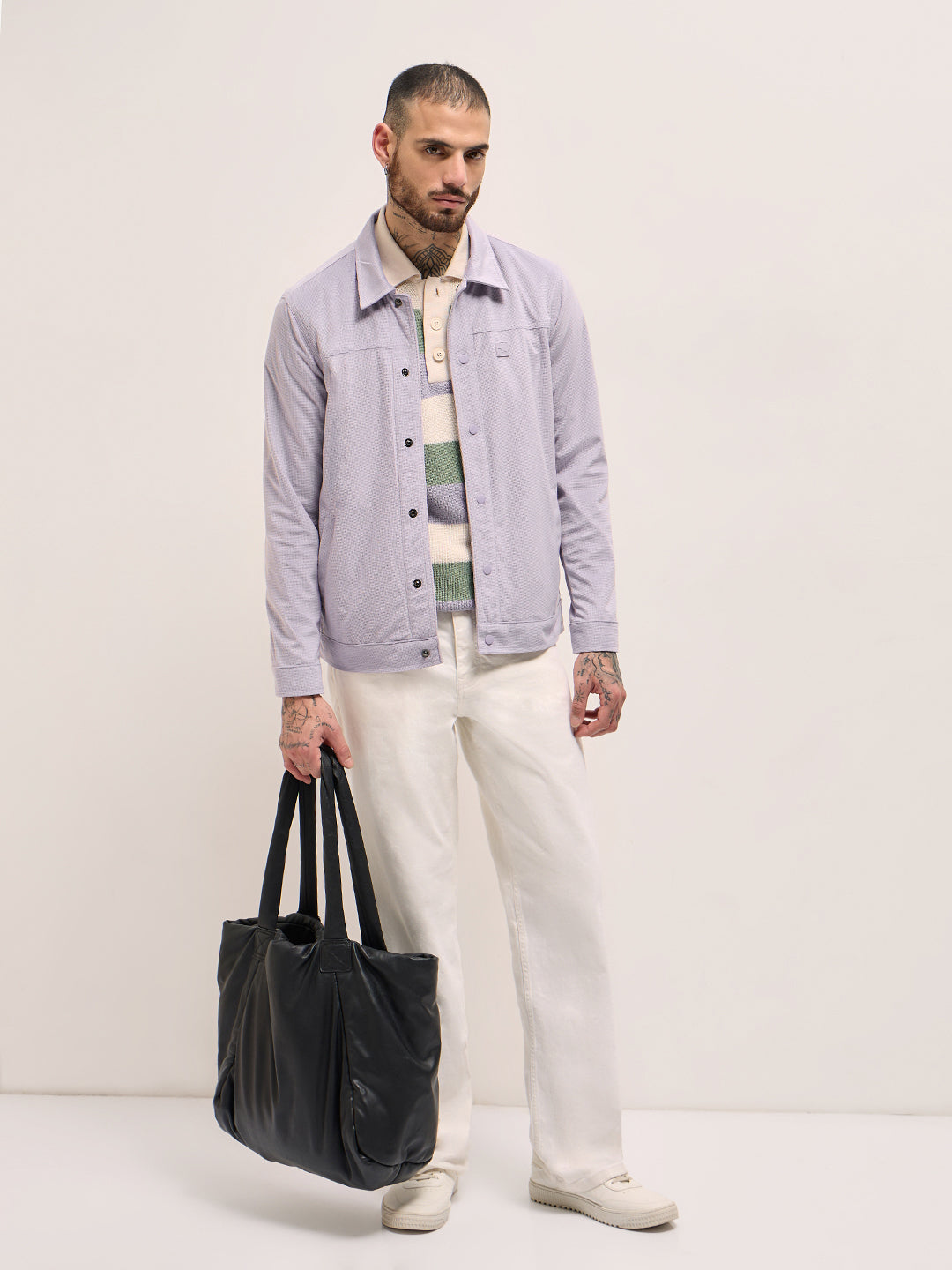 Men Purple Regular Fit Snap Button Closure