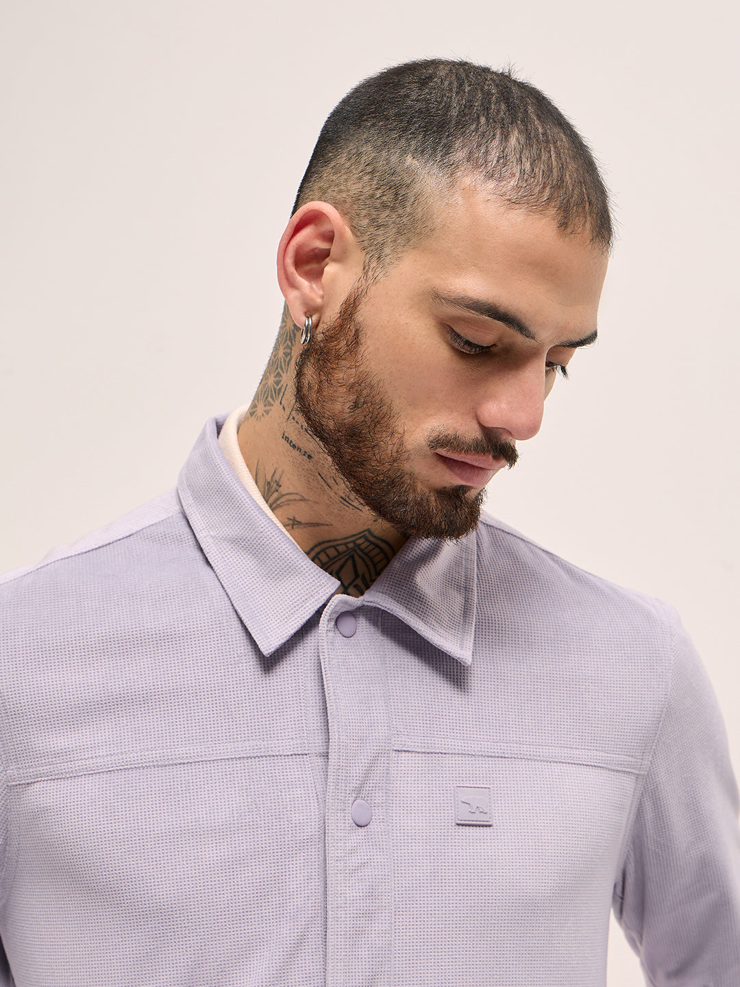 Men Purple Regular Fit Snap Button Closure