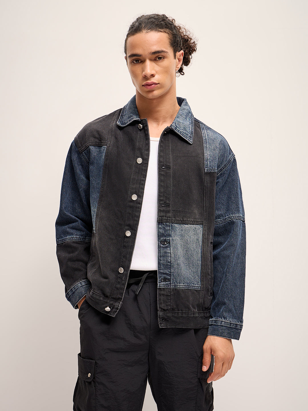 Men Patchwork Denim Jacket