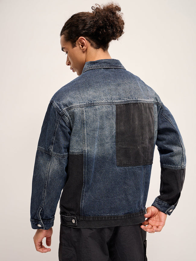 Men Patchwork Denim Jacket