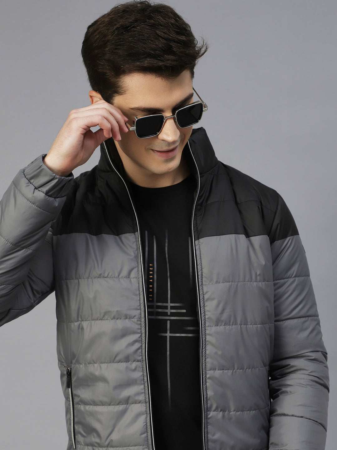 Men Colorblock Full Sleeves Puffer Jacket