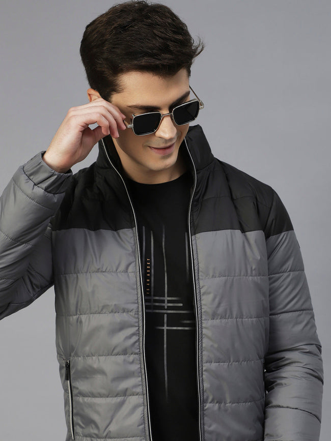 Men Colorblock Full Sleeves Puffer Jacket