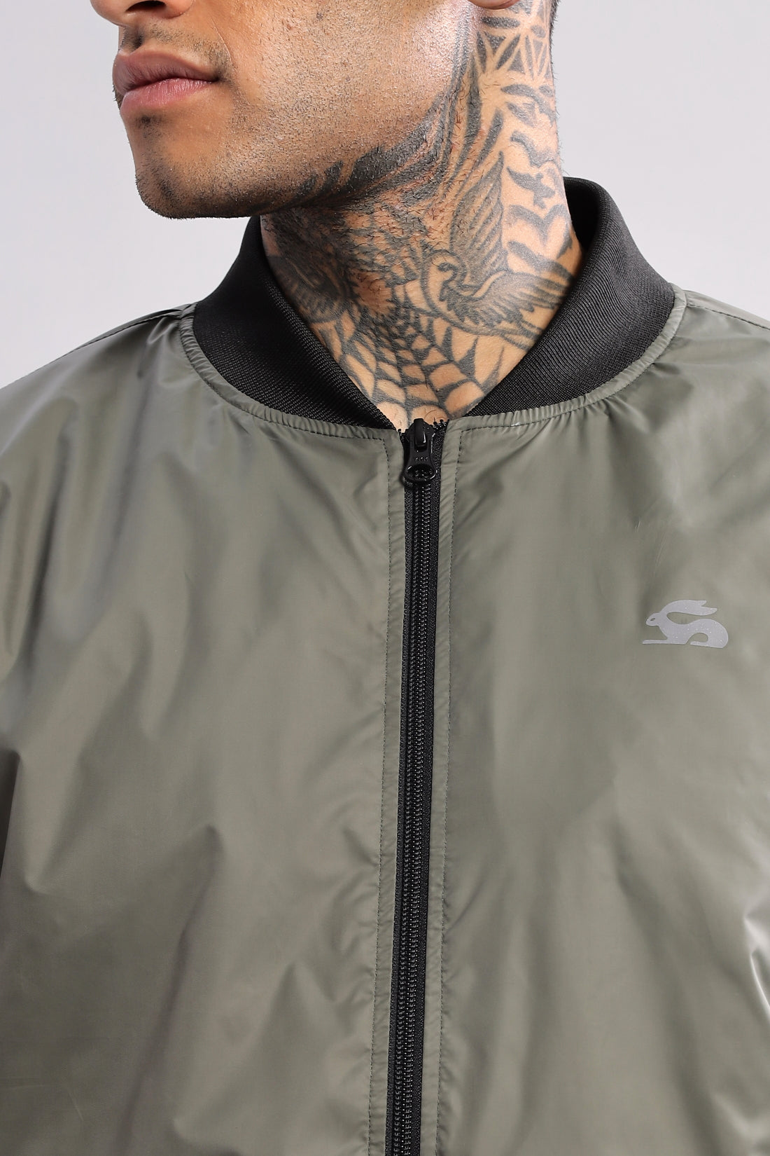 Men Olive Polyester Winter Jacket