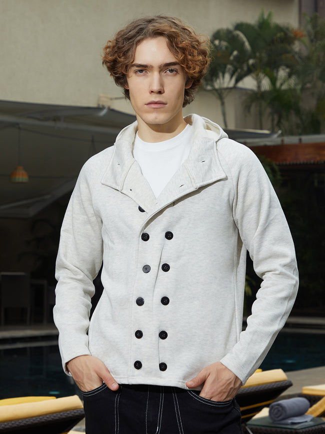 Men Cloud Grey Double-Breasted Jacket