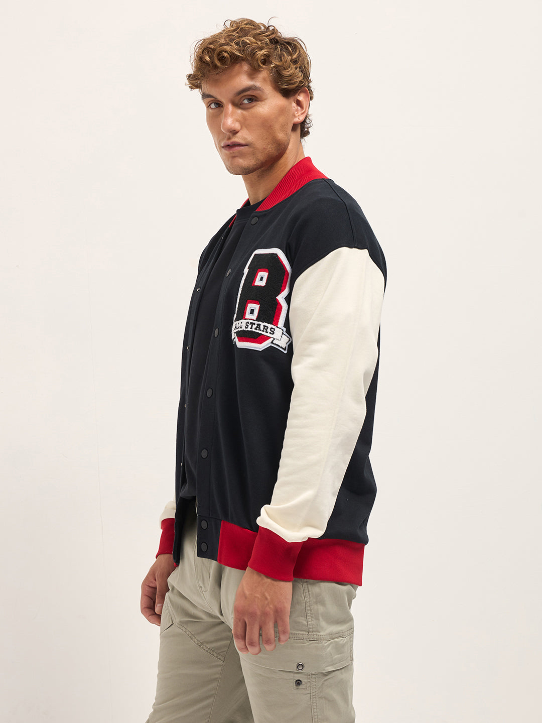 Men Multicolor Varsity Jacket
