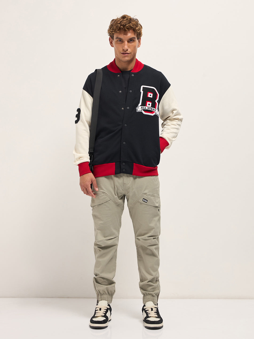 Men Multicolor Varsity Jacket