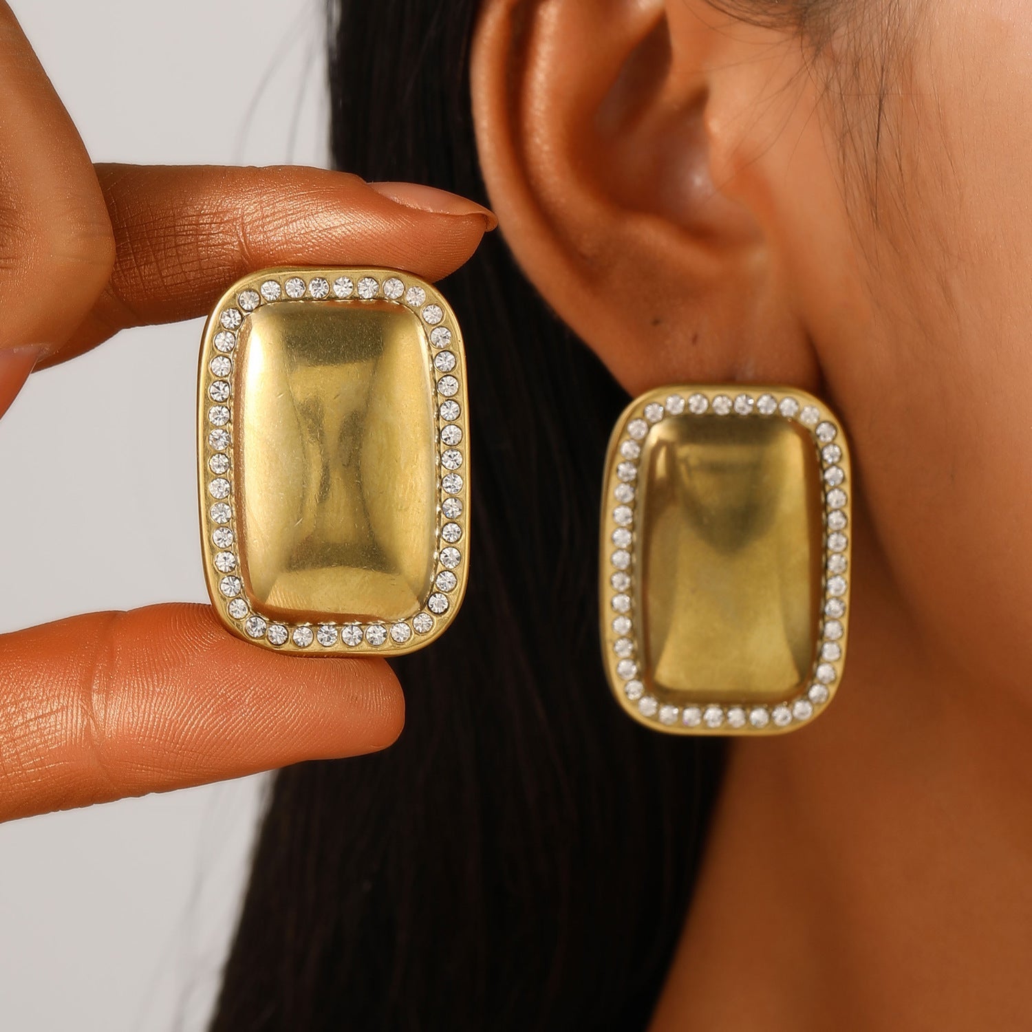 White Stone Stud Earring
