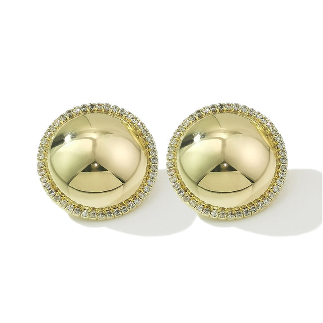 Halo Button Style Omega Back Hoop Earring