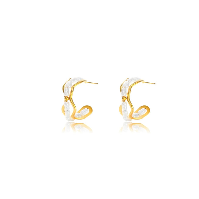 Delicate C Shape Pearls Earring