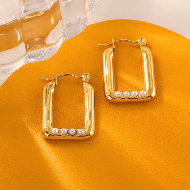 Rectangle Gold Hoop Earrings