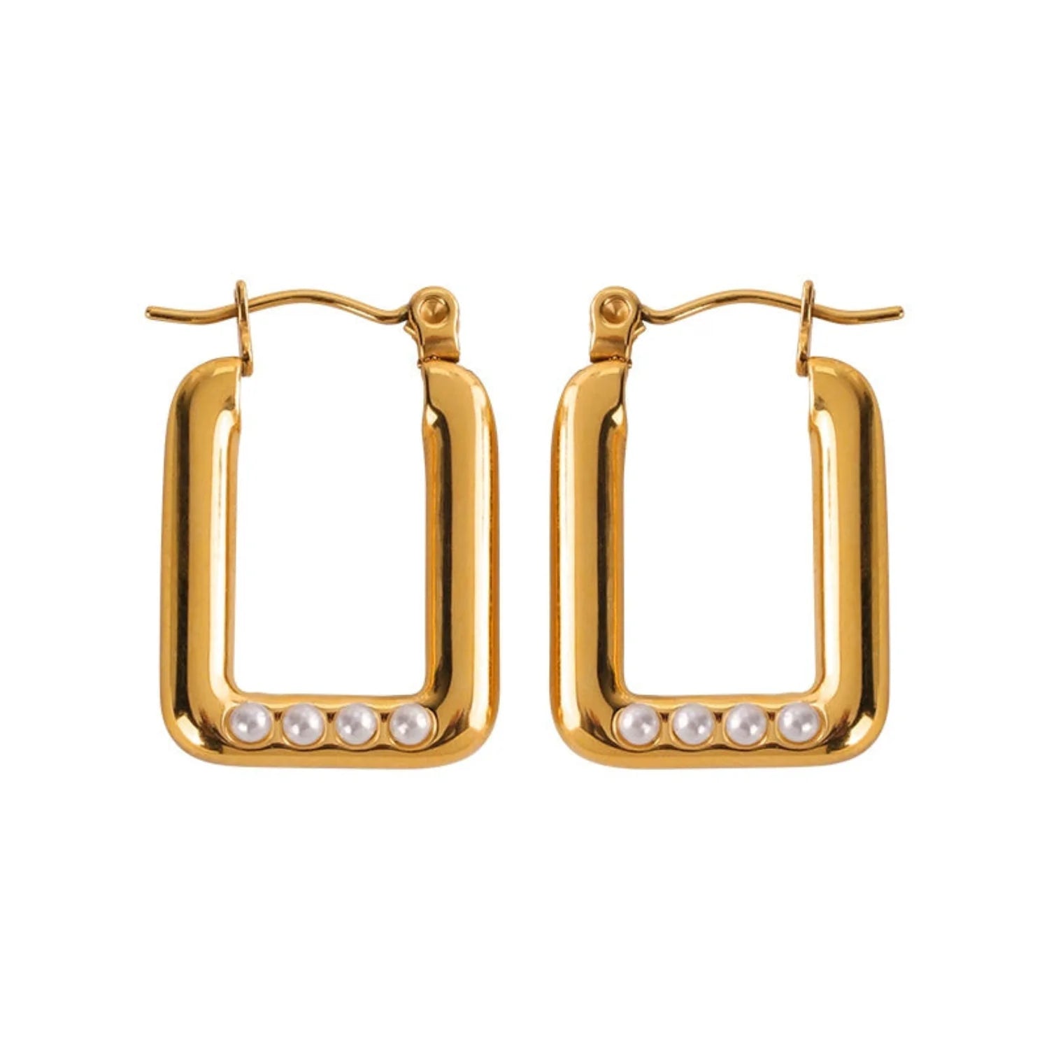 Rectangle Gold Hoop Earrings